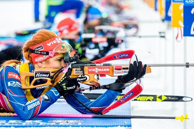 Gabriela Soukalová mířila při sprintu ve finále SP v Chanty-Mansijsku přesně.