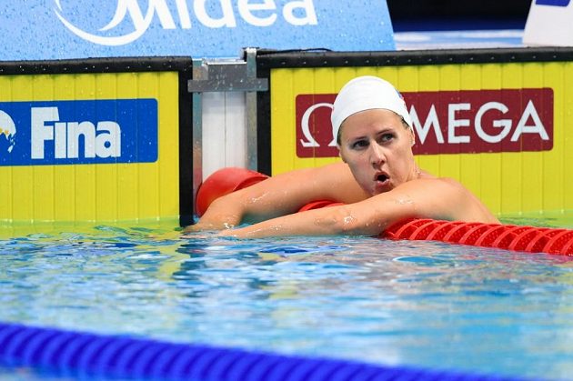 Martina Moravčíková po semifinále na 200 m prsa při MS v Budapešti.