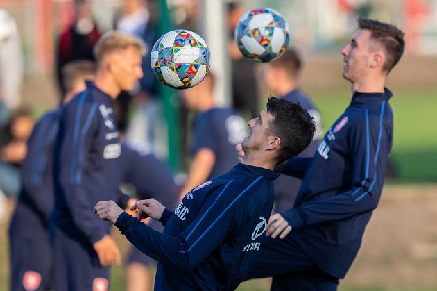 Ondřej Kúdela během tréninku reprezentace v Praze před zápasy Ligy národů se Slovenskem a Ukrajinou.