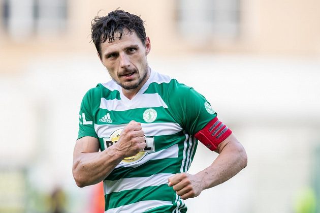 Josef Jindřišek z Bohemians oslavuje gól na 1:1 během utkání nadstavby Fortuna ligy ve skupině o záchranu s Opavou.