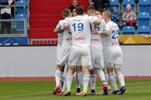 Radost v podání fotbalistů Baníku Ostrava.