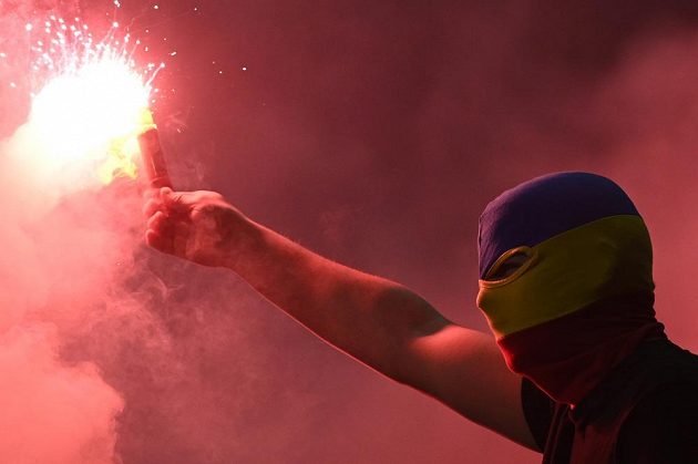 A Sparta fan during the match with Lyon.