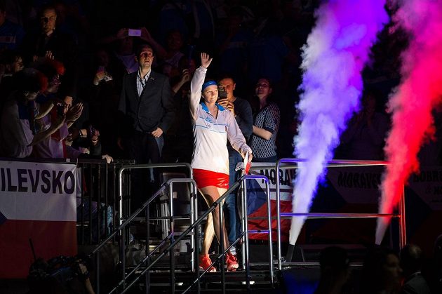 Česká tenistka Petra Kvitová během slavnostního zahájení finále Fed Cupu v Praze.