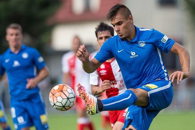 Martin Chlumecký ze Slovanu Liberec během finálového utkání turnaje o Ministerský pohár v Čelákovicích.