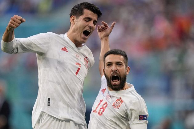 Euphoria after a goal scored by Spanish footballers during the EURO quarterfinals with Switzerland.