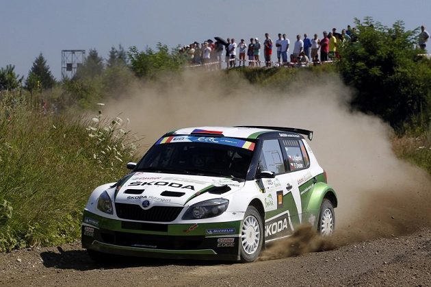 Jan Kopecký se Škodou Fabia S2000 při Rumunské rallye 2013.