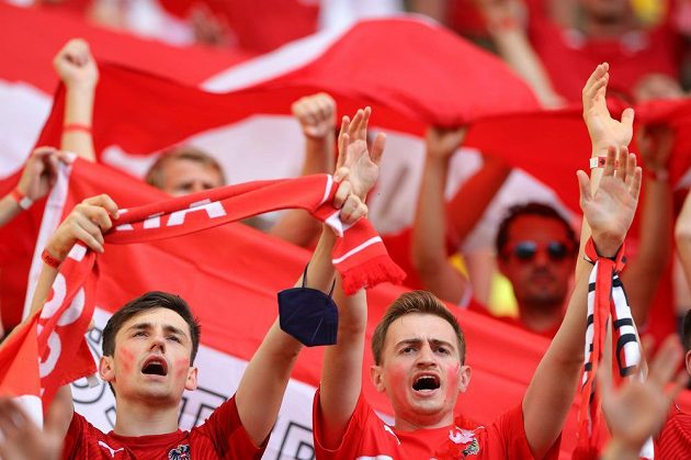 Austrian fans before the match with Ukraine. 