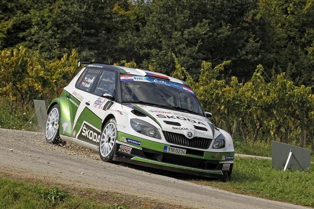 Jan Kopecký se Škodou Fabia S2000 při Chorvatské rallye 2013.