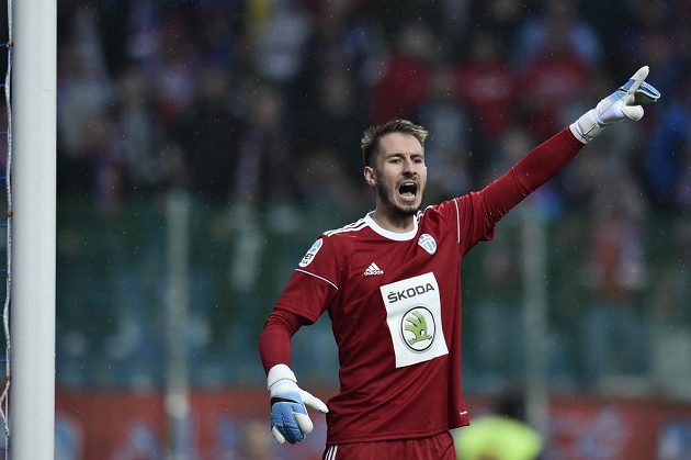Brankář Luděk Vejmola z Mladé Boleslavi inkasoval od Plzně dvě branky do 14. minuty zápasu 8. kola první ligy.