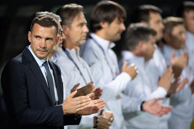 Trenér Ukrajiny Andrej Ševčenko během utkání Ligy národů v Uherském Hradišti.