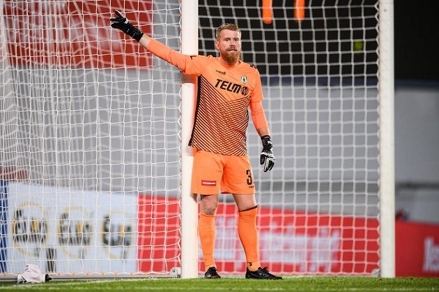 Goalkeeper Jablonec Vlastimil Hruby.