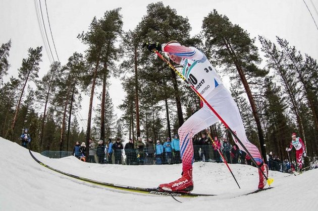 Lukáš Bauer při klasické patnáctce na MS v Lahti.
