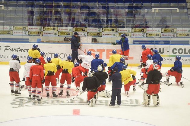 Trénink české hokejové reprezentace v ostravské Ostravar Aréně před zápasy Euro Hockey Tour s Ruskem.