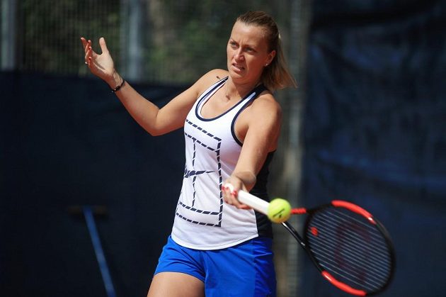 Petra Kvitová na posledním tréninku v areálu pražské Sparty před odletem do Francie.