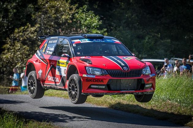 Jan Kopecký se Škodou Fabia R5 na trati Barum rallye 2016.