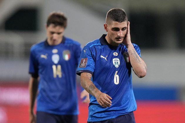 Italské zklamání. Úřadující evropští šampioni fotbalisté Itálie nečekaně remizovali doma v kvalifikaci o postup na mistrovství světa 2022 s Bulharskem 1:1.