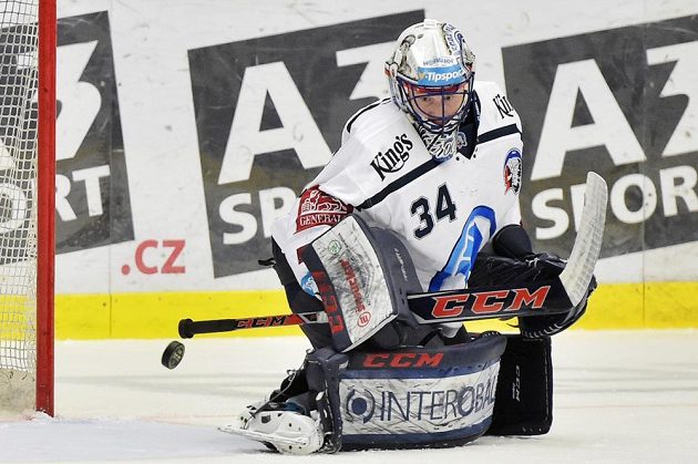 Brankář hokejové Plzně Dominik Frodl.