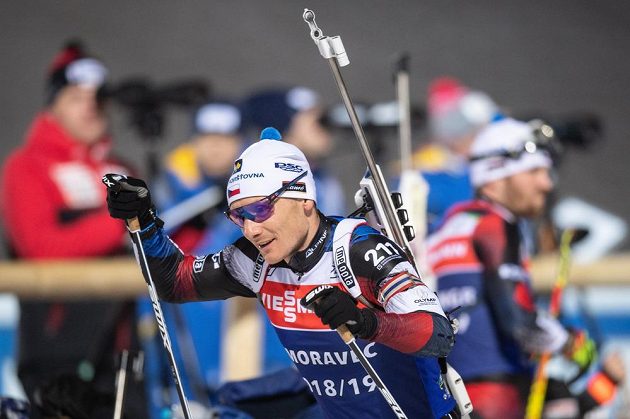 Ondřej Moravec během prvního tréninku v rámci Světového poháru v Novém Městě na Moravě.