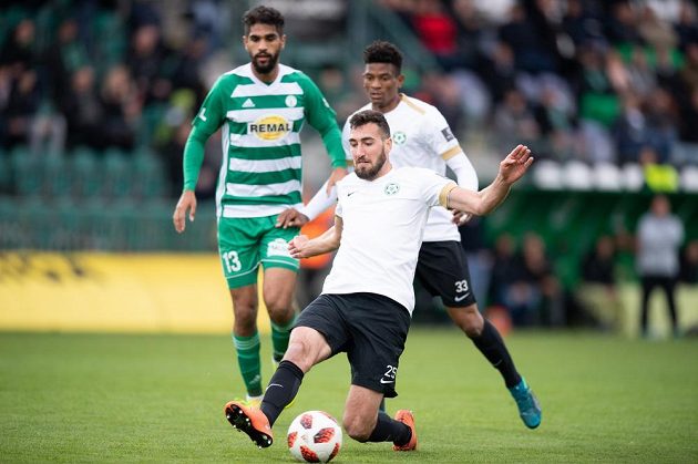 Karel Soldát z Příbrami během utkání nadstavby Fortuna ligy ve skupině o záchranu s Bohemians.