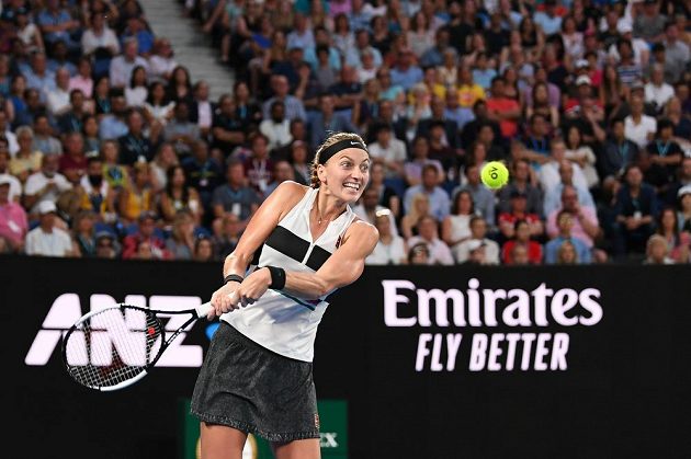 Tenisový grandslamový turnaj Australian Open, 22. ledna 2019 v Melbourne. Petra Kvitová při zápase s australskou tenistkou Ashleigh Bartyovou.