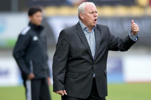 Příbramský trenér Pavel Tobiáš během utkání se Spartou na stadiónu U Litavky v Příbrami.