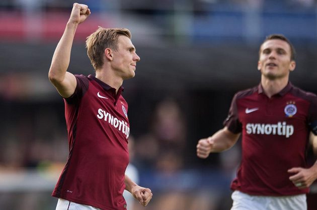 Fotbalista Sparty Bořek dočkal v duelu s Olomoucí. Nejprve se radoval z proměněné penalty, pak zakončil skvělé sólo.