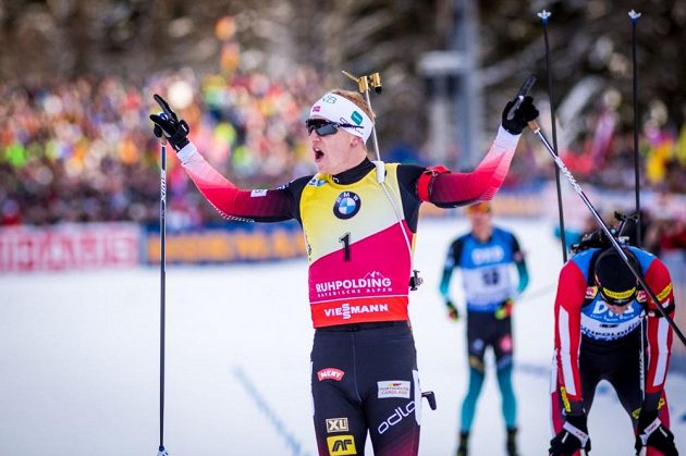 Johannes Boe slaví triumf.
