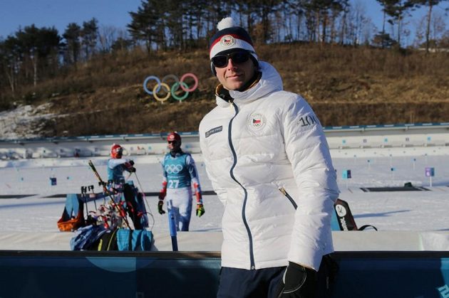 Ondřej Rybář na tréninku v Alpensia Biathlon Centre před zahájením zimních olympijských her v jihokorejském Pchjončchangu.