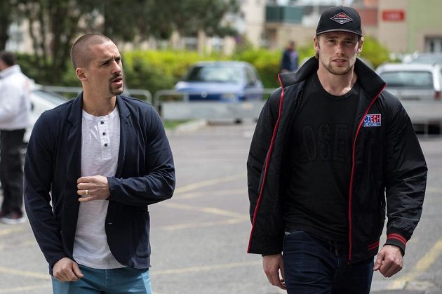 Tomáš Plekanec (vlevo) a Jiří Sekáč na srazu hokejové reprezentace ve Znojmě.