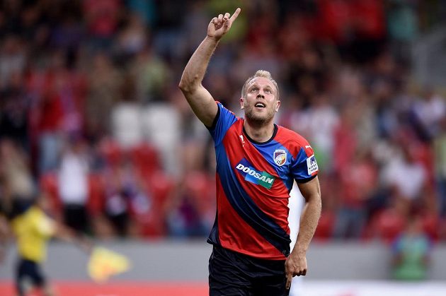 Plzeňský záložník Daniel Kolář oslavuje svůj gól v Superpoháru proti Liberci.