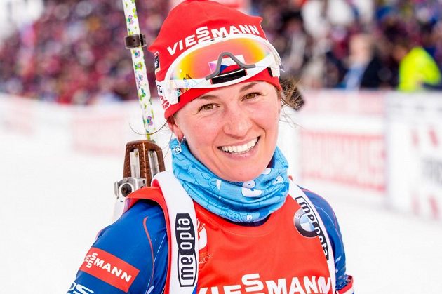Veronika Vítková v cíli sprintu v Holmenkollenu, dějišti MS.