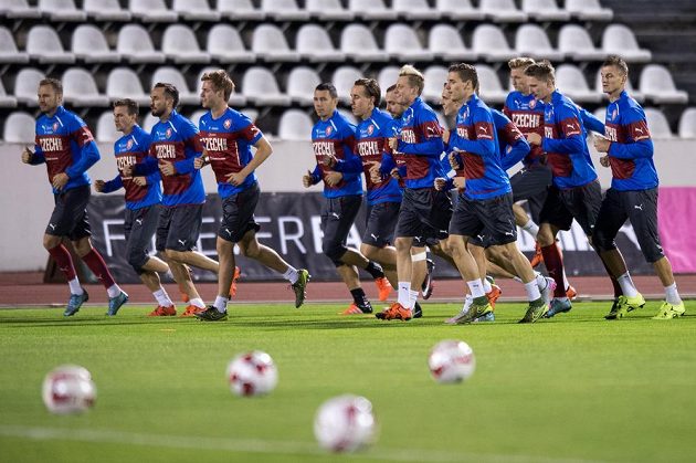 Trénink české fotbalové reprezentace před přípravnými zápasy se Srbskem a Polskem na Strahově.