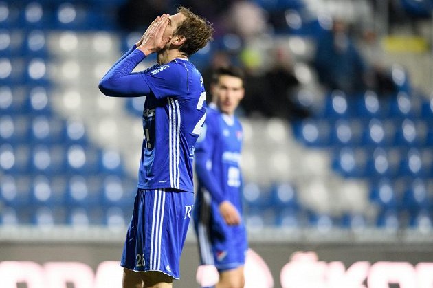 Tomáš Poznar z Mladé Boleslavi během utkání čtvrtfinále MOL Cupu v Mladé Boleslavi.