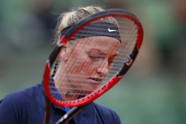 Petra Kvitová během zápasu 1. kola French Open proti Černohorce Koviničové.