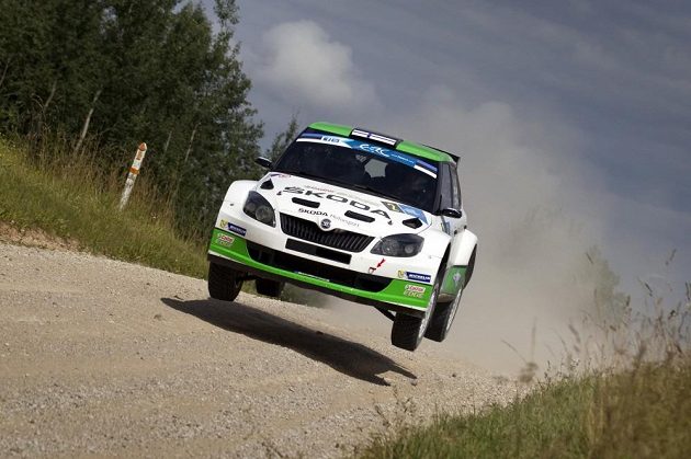 Esapekka Lappi na trati Estonské rallye se Škodou Fabia S2000.