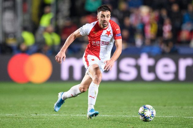 David Hovorka ze Slavie Praha během utkání základní skupiny Ligy mistrů s Dortmundem.