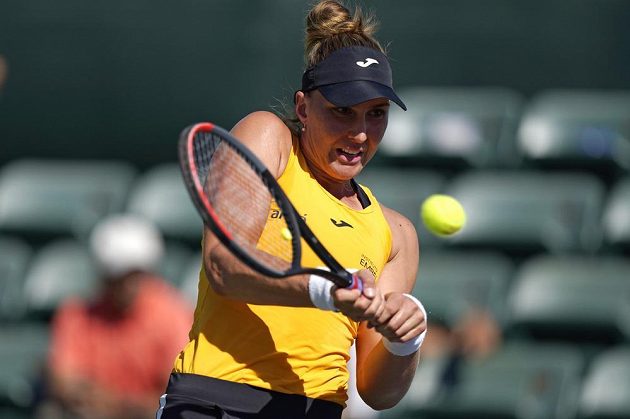 Brazilian tennis player Beatriz Haddad Maiaová in a match with Karolína Plíšková.