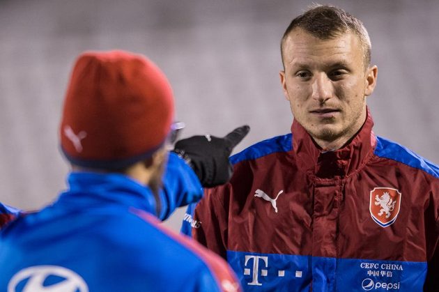 Michael Krmenčík během tréninku fotbalové reprezentace před zápasy s Norskem a Dánskem.