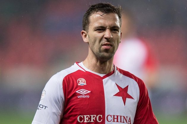Slávistický záložník Josef Hušbauer během utkání 19. kola Synot ligy s Ostravou.