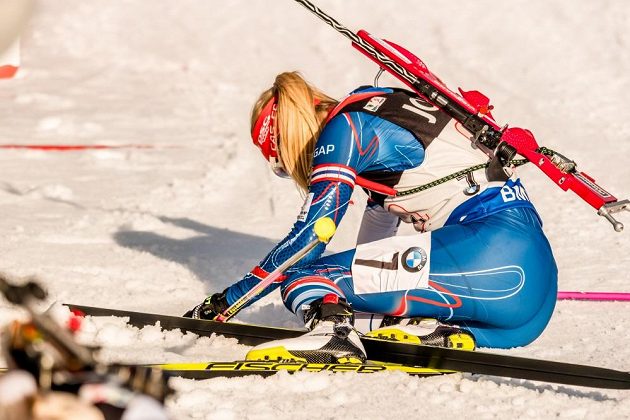 Zničená Eva Puskarčíková po svém úseku.