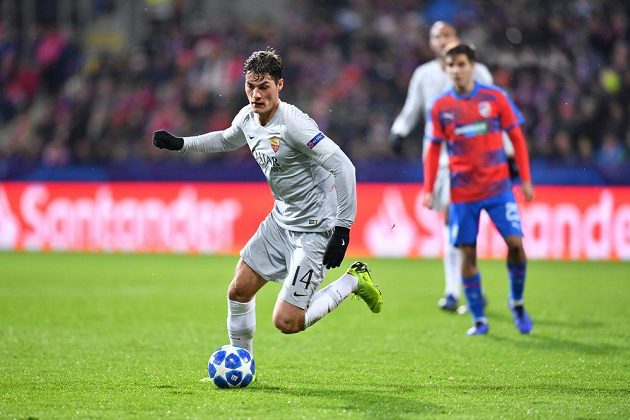 Útočník AS Řím Patrik Schick v duelu Ligy mistrů v Plzni.