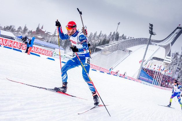 Český biatlonista Michal Šlesingr při stíhacím závodu mužů na MS v Oslu.