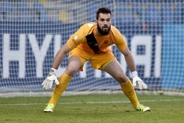 Liberecký brankář Tomáš Koubek během utkání 3. předkola Evropské ligy s Hapoelem Kirjat Šmona.
