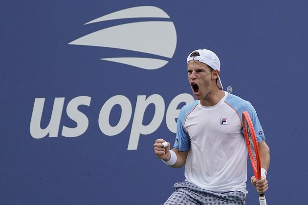 Diego Schwartzman from Argentina in the match of the 1st round of the US Open tennis.