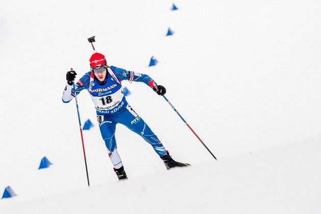 Jaroslav Soukup během sprintu v německém Ruhpoldingu.