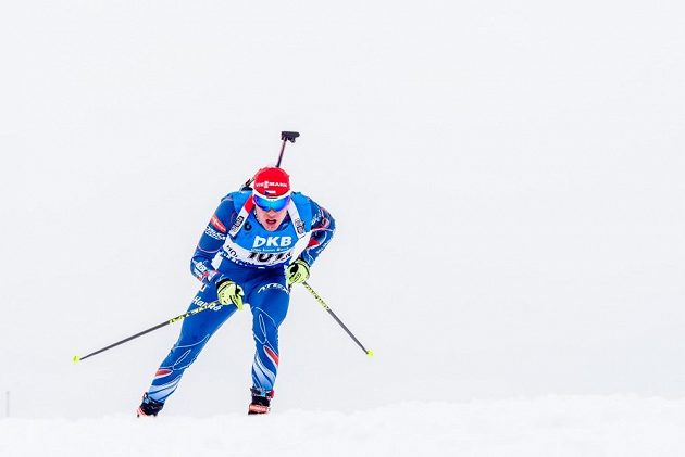 Český biatlonista Michal Krčmář během sprintu na MS v Oslu.