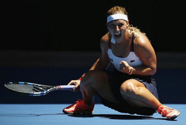 Slovenská tenistka Dominika Cibulková slaví vítězství nad Hsieh Su-Wei z Tchaj-wanu.