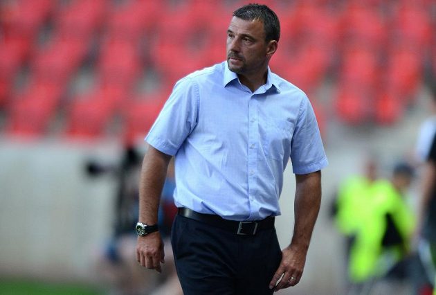 Trenér Slavie Praha Michal Petrouš během utkání 1. kola Gambrinus ligy proti Baníku Ostrava v Edenu.