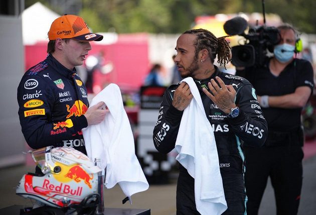 British Mercedes driver Lewis Hamilton won the Spanish Formula 1 Grand Prix ahead of Max Verstappen.  At the finish they had something to talk about. 