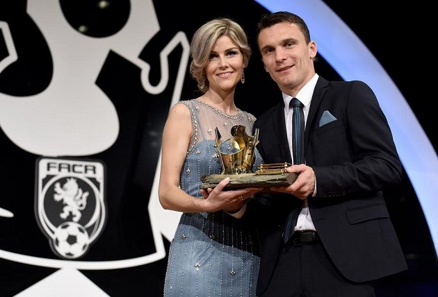 David Lafata s manželkou Kamilou během vyhlášení ankety Fotbalista roku 2014.